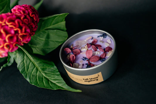 Full Moon Mystery Candle | Crystal Intention Soy Candle