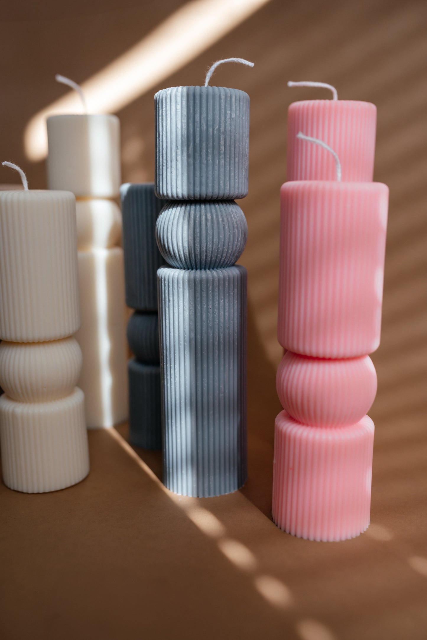Set of 2 Sculptural Soy Wax Roman Column Candles – Classic Home Decor – Handcrafted Gift Idea