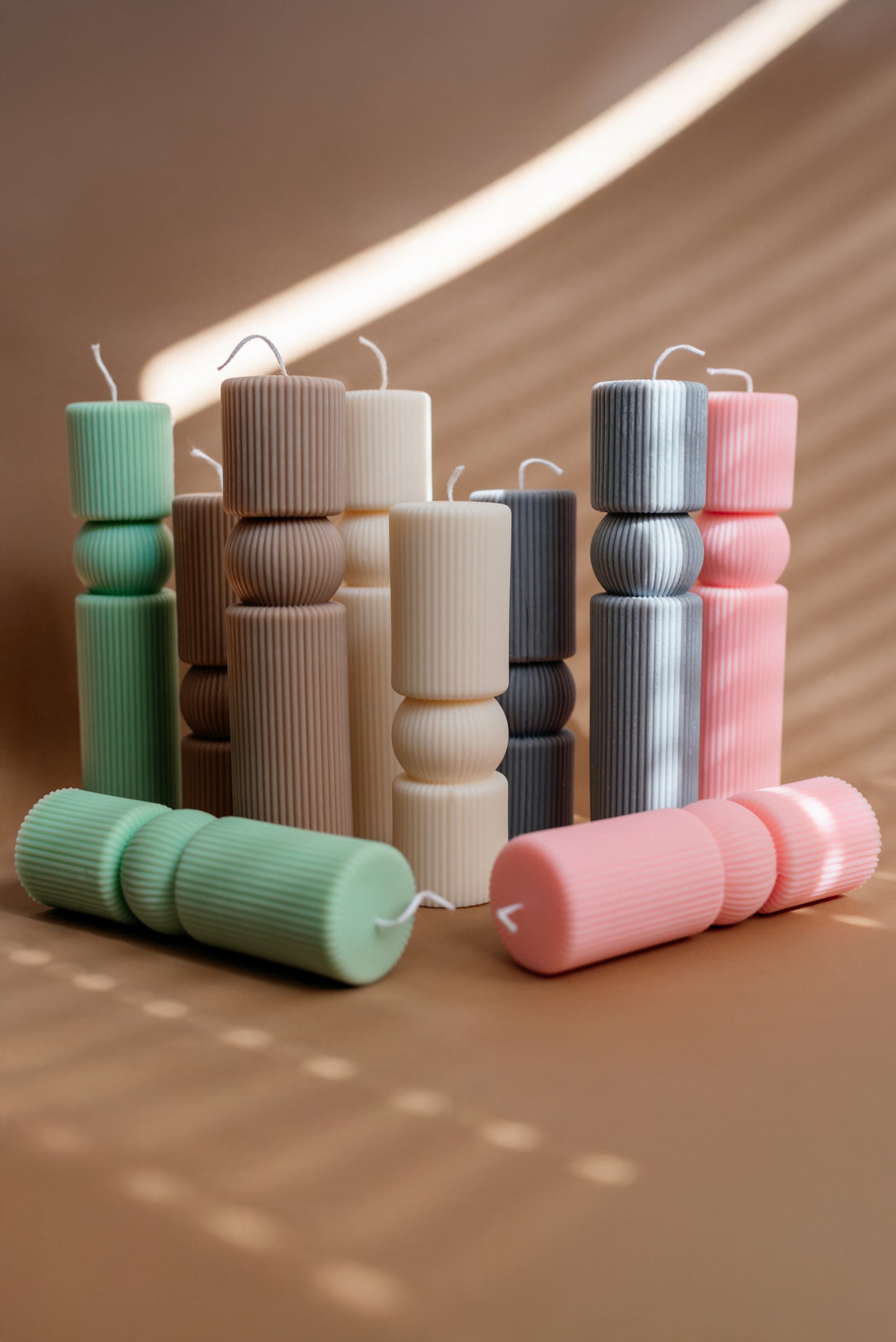 Set of 2 Sculptural Soy Wax Roman Column Candles – Classic Home Decor – Handcrafted Gift Idea