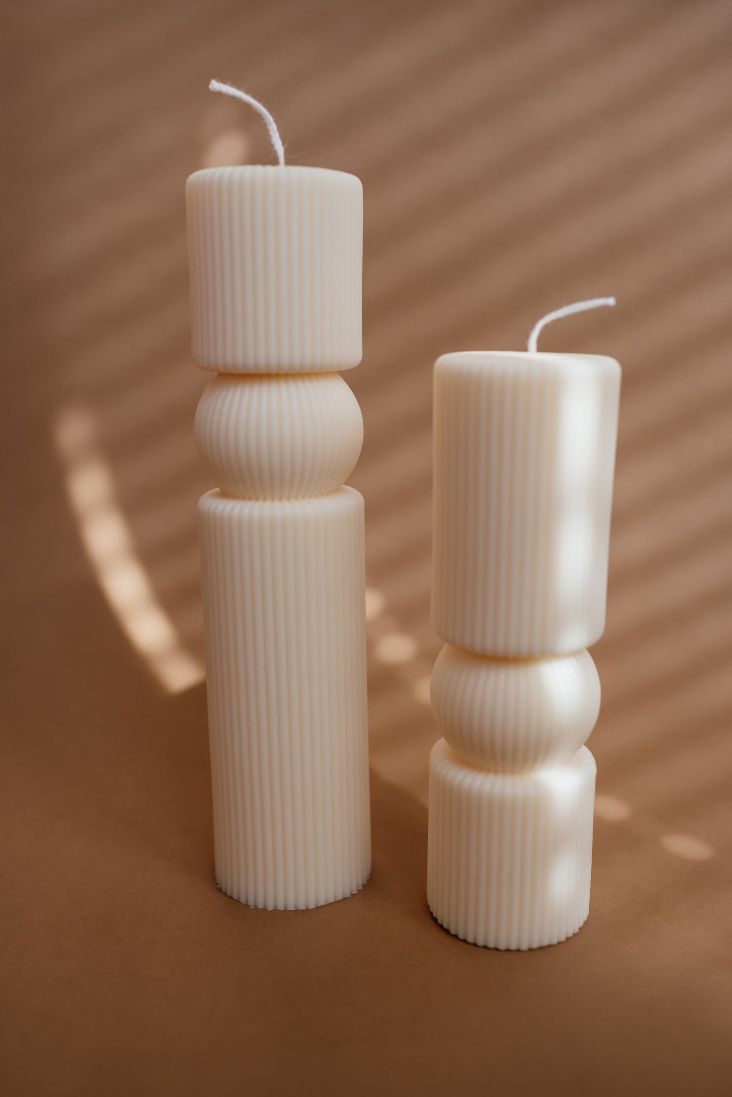 Set of 2 Sculptural Soy Wax Roman Column Candles – Classic Home Decor – Handcrafted Gift Idea