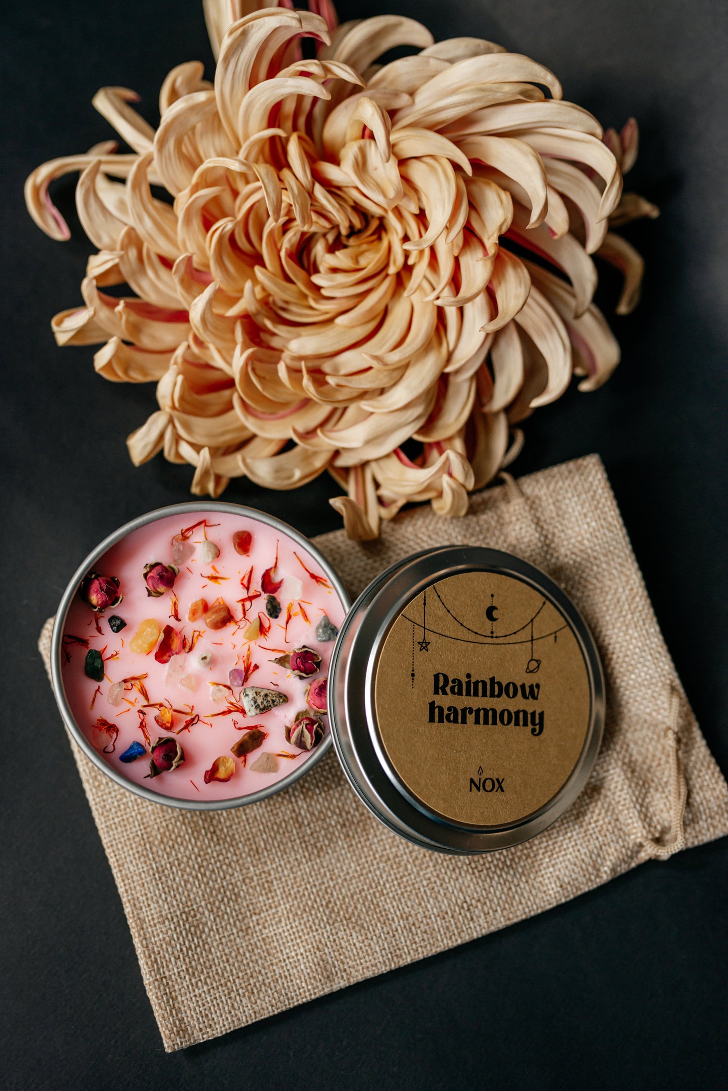Rainbow Harmony Candle | Love & Balance Crystal Soy Candle