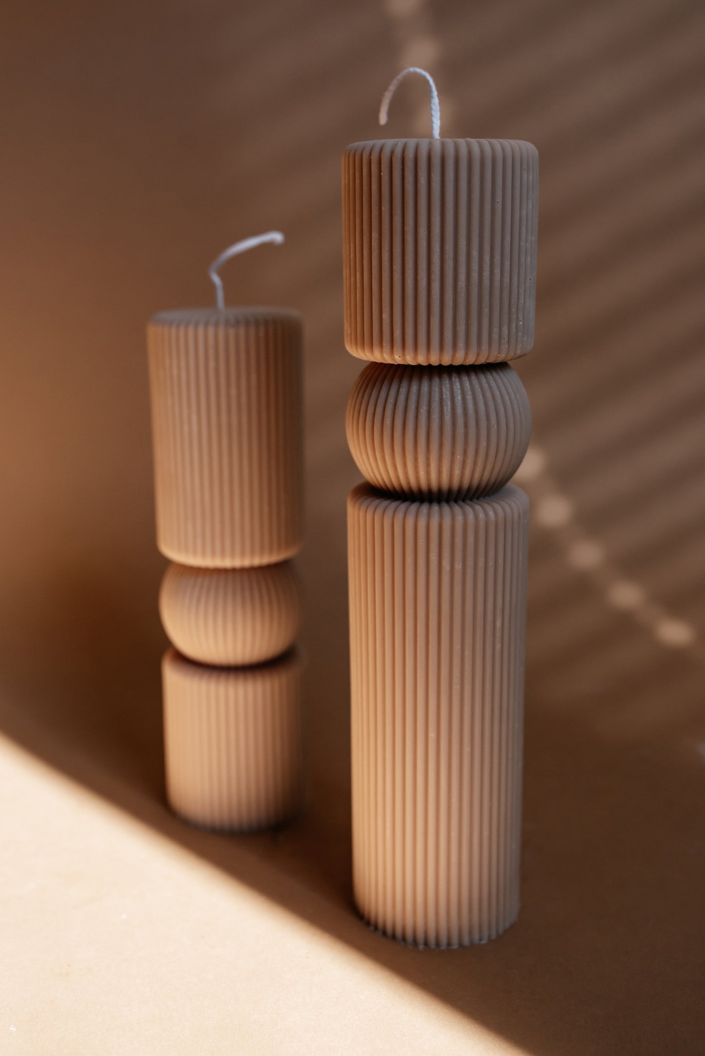 Set of 2 Sculptural Soy Wax Roman Column Candles – Classic Home Decor – Handcrafted Gift Idea