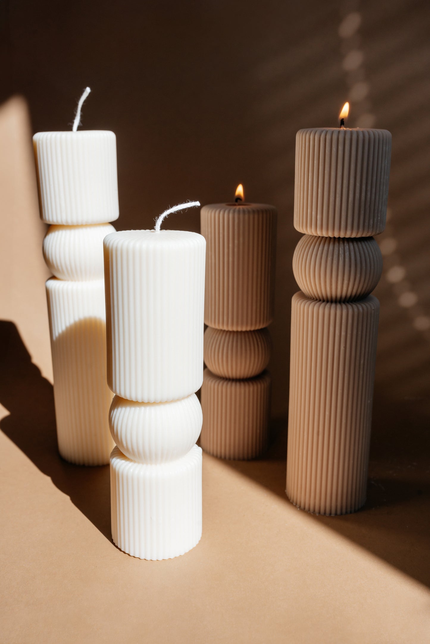 Set of 2 Sculptural Soy Wax Roman Column Candles – Classic Home Decor – Handcrafted Gift Idea