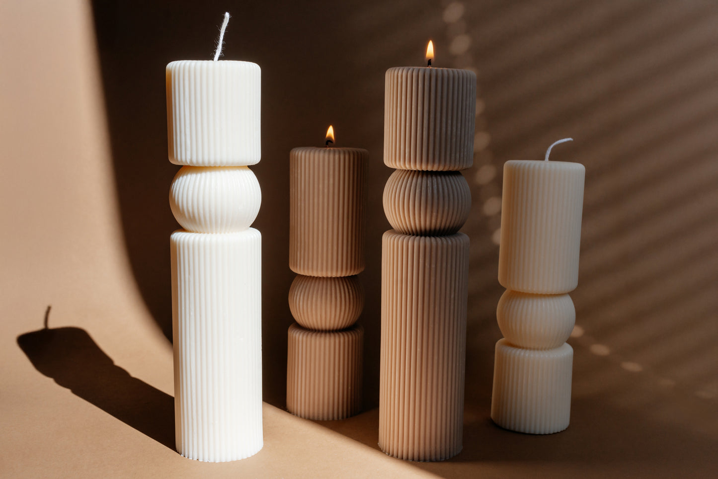 Set of 2 Sculptural Soy Wax Roman Column Candles – Classic Home Decor – Handcrafted Gift Idea