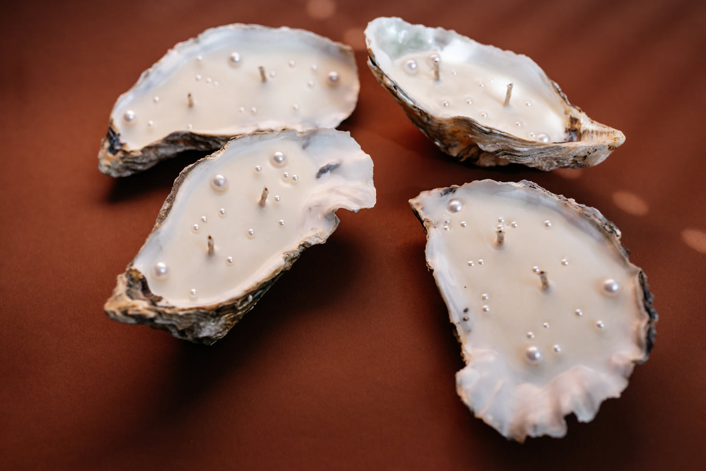 Set of 50 PCS Soy Wax Candles in Oyster Shells with Pearl Imitation – Weddings Candle Favors Bulk  & Beach Bridal Shower Decor