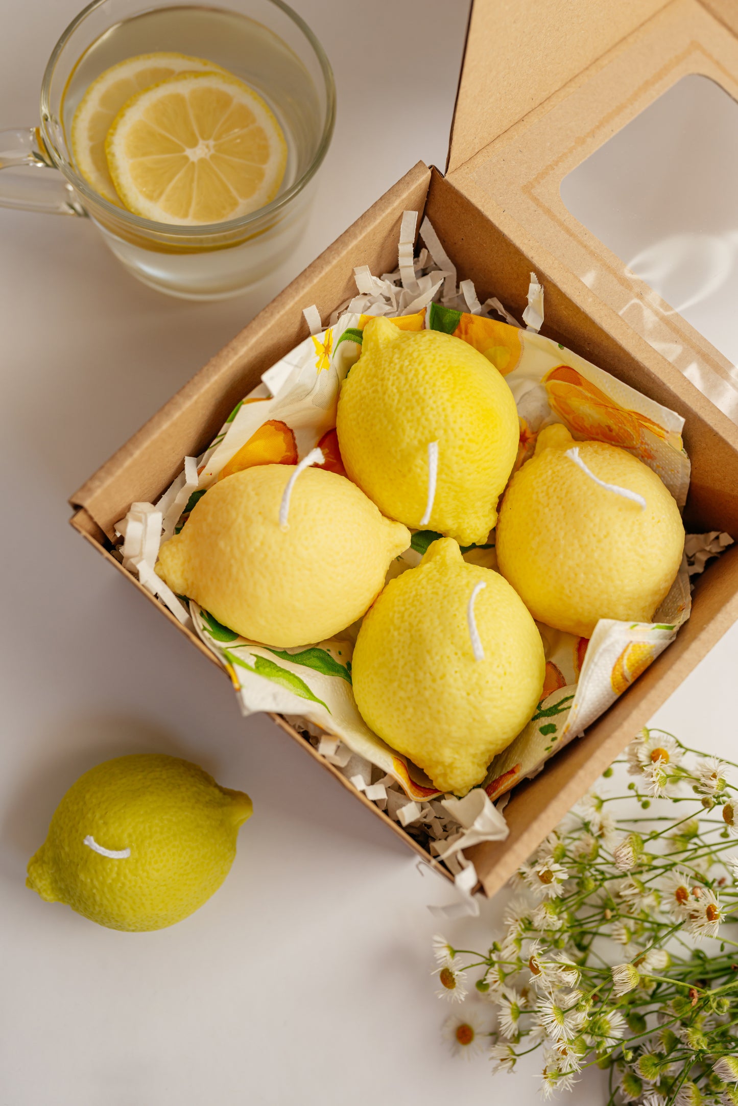 Realistic Lemon Candle: Unscented Soy Wax, Handmade Home Decor