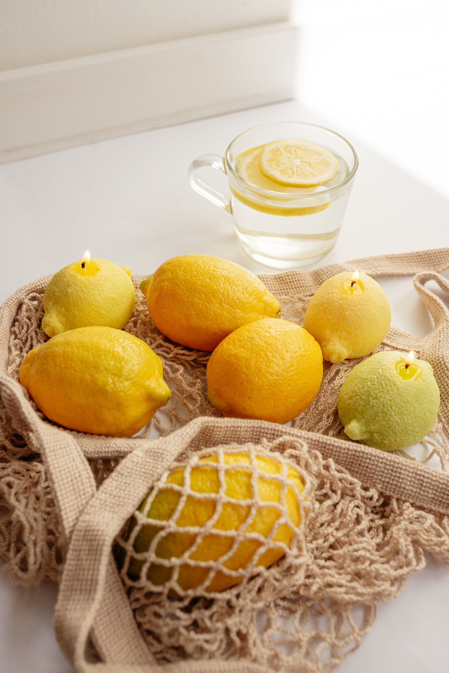Realistic Lemon Candle: Unscented Soy Wax, Handmade Home Decor