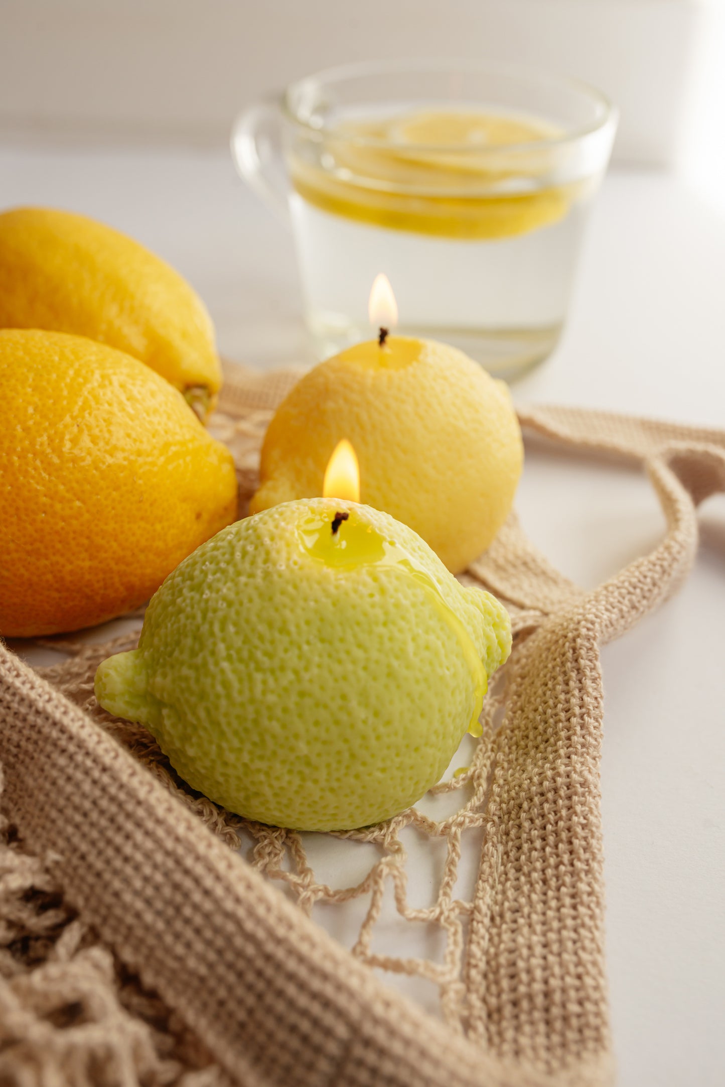 Realistic Lemon Candle: Unscented Soy Wax, Handmade Home Decor