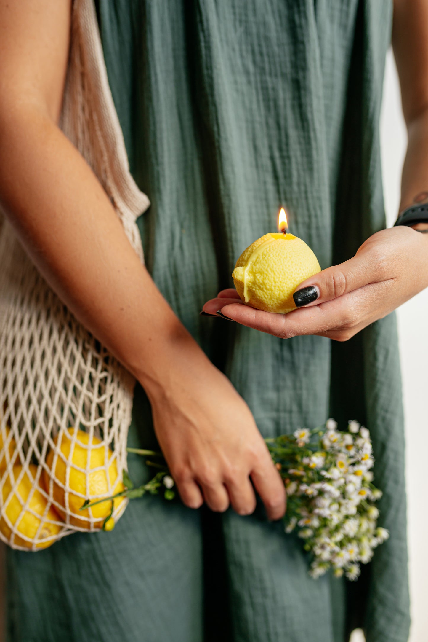 Realistic Lemon Candle: Unscented Soy Wax, Handmade Home Decor