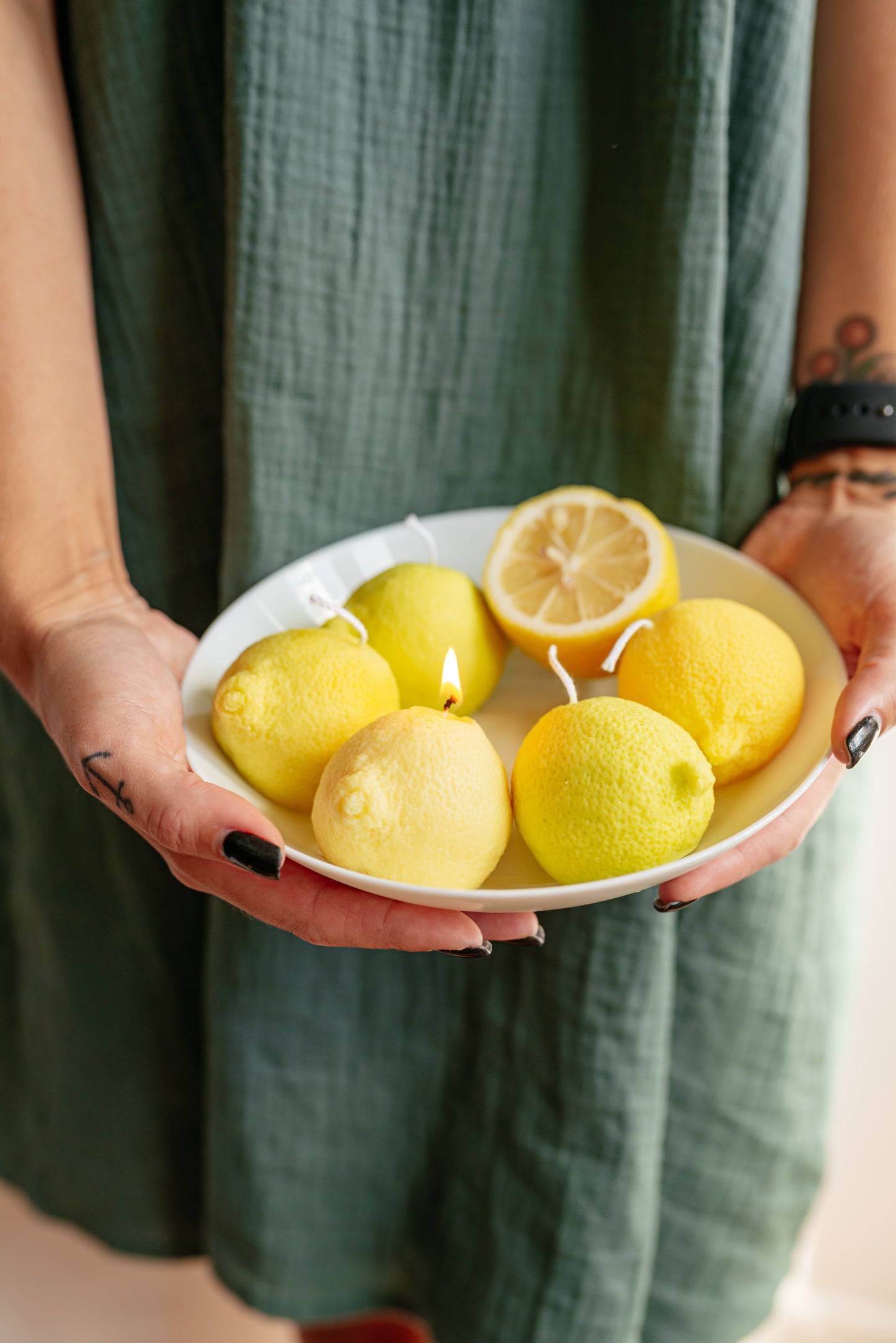Realistic Lemon Candle: Unscented Soy Wax, Handmade Home Decor