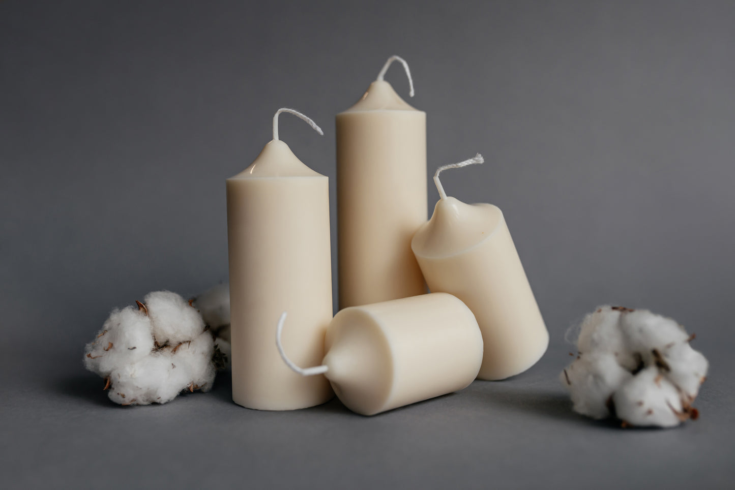 Set of 4 Pillar Candles | Ivory Soy Wax Home & Wedding Decor