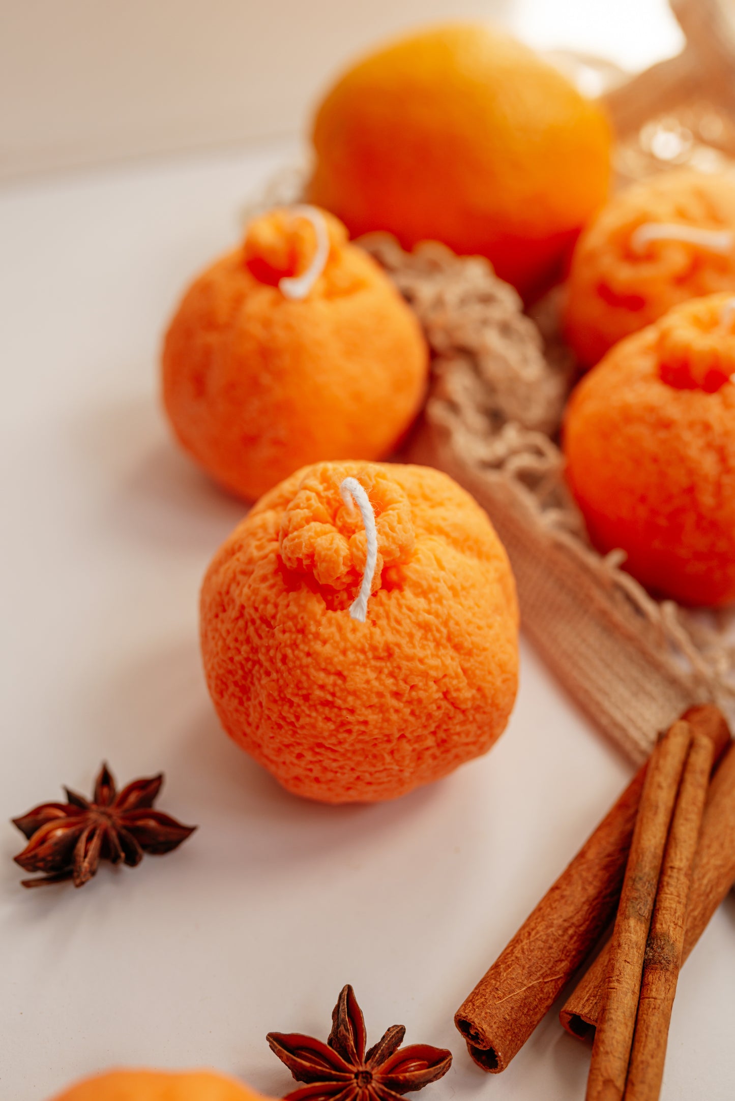 Realistic Orange Candle: Unscented Soy Wax, Handmade Citrus Decor