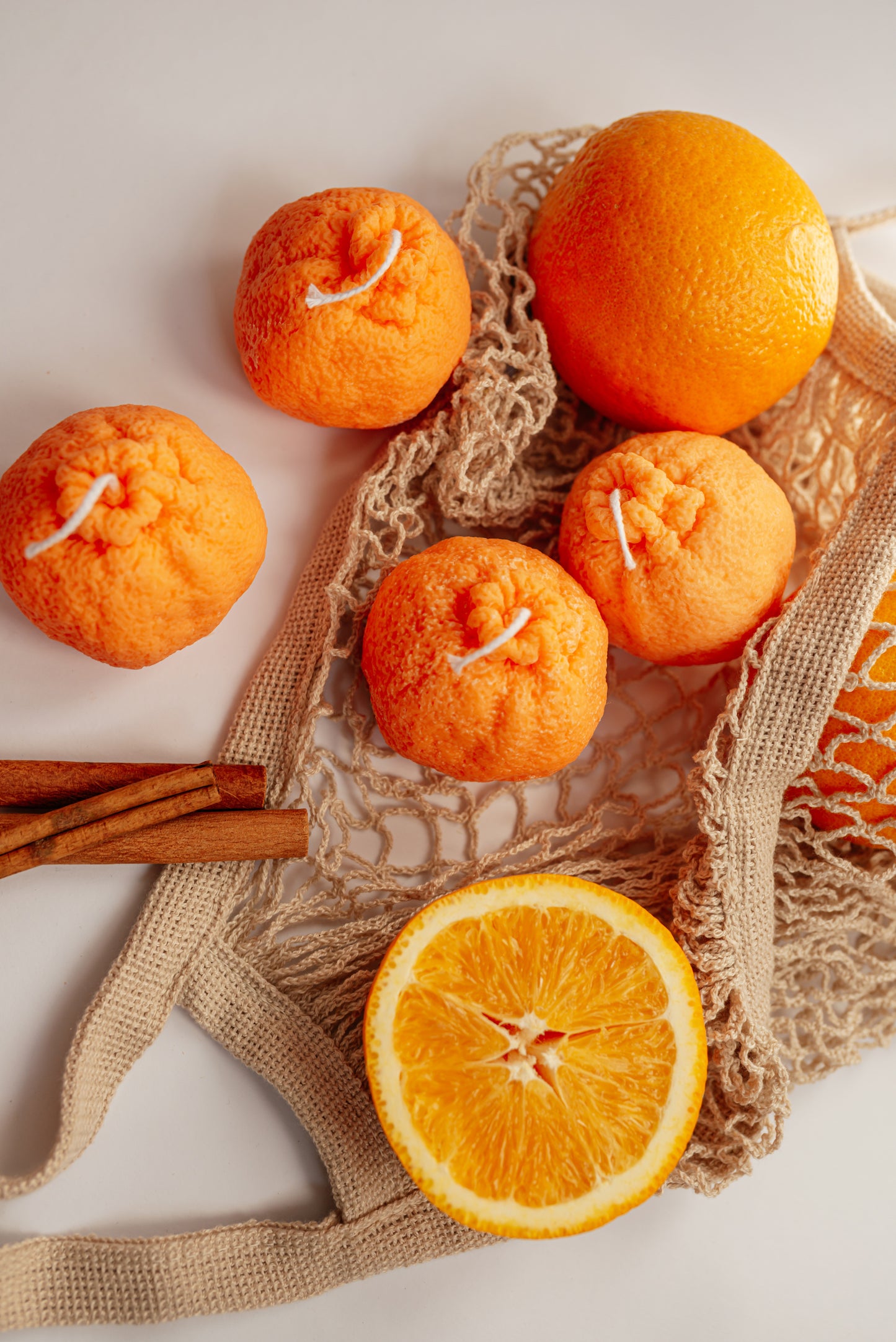 Realistic Orange Candle: Unscented Soy Wax, Handmade Citrus Decor