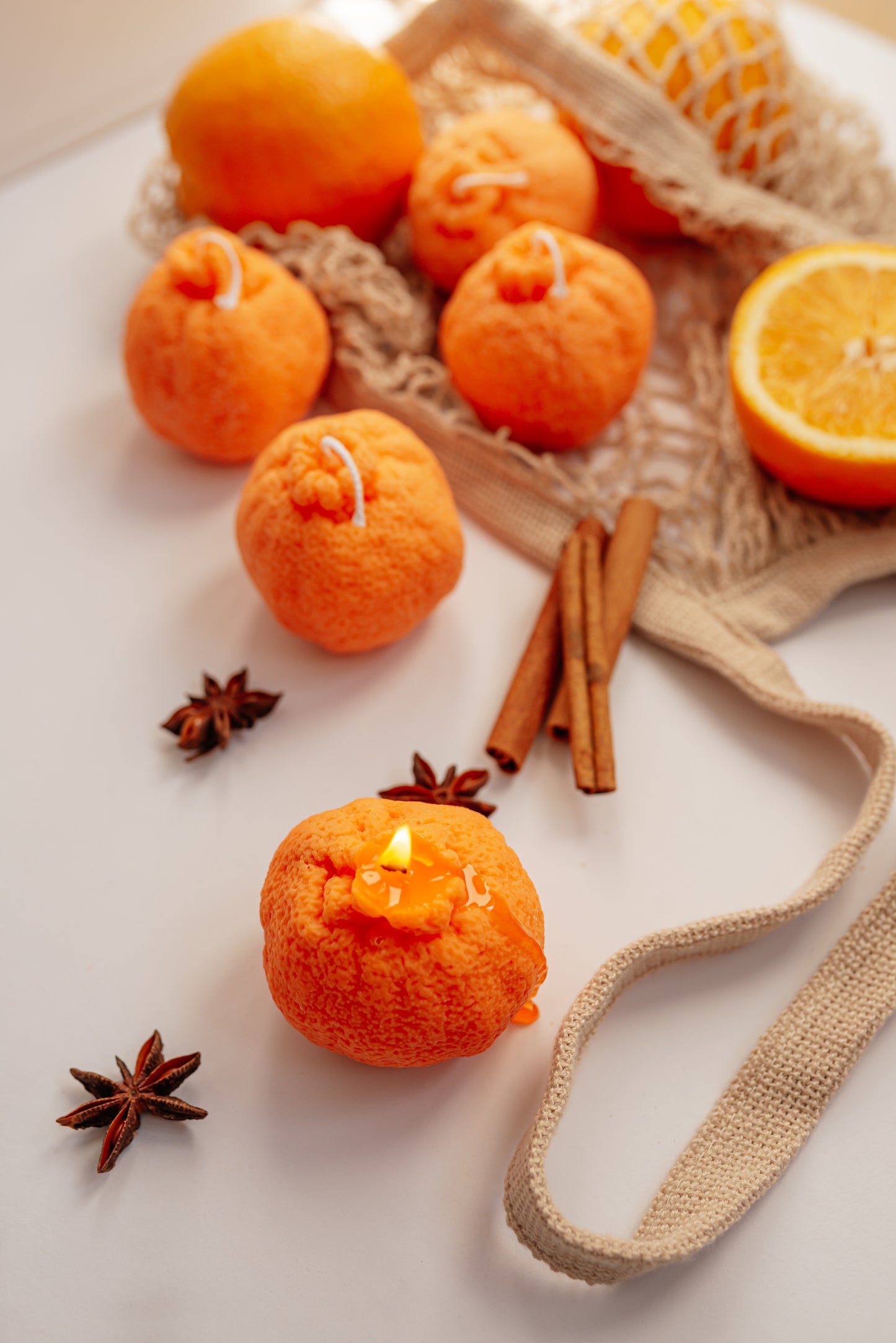 Realistic Orange Candle: Unscented Soy Wax, Handmade Citrus Decor