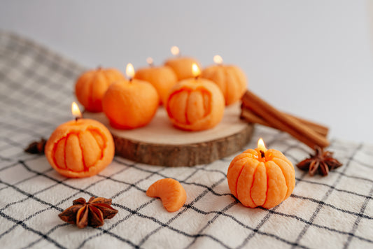 Mandarin Soy Wax Candle Set: Unscented Autumn Decor