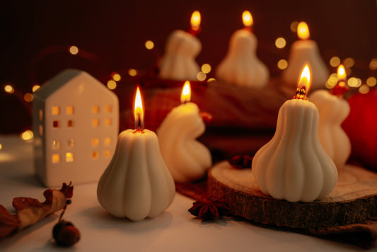 White Pumpkin Candle – Elegant Fall Centerpiece - Minimalist Soy Wax Candle - Autumn Wedding Decor