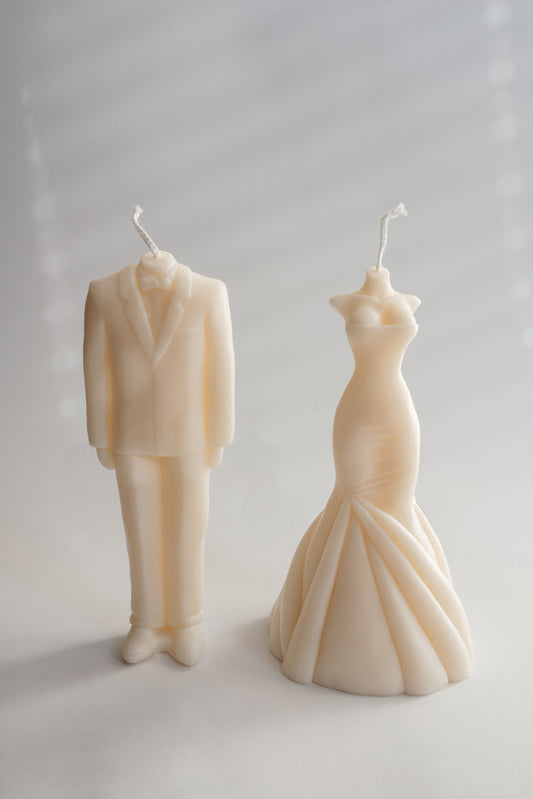 Bride and Groom Soy Wax Candle Set: Handmade Wedding Decor Gift