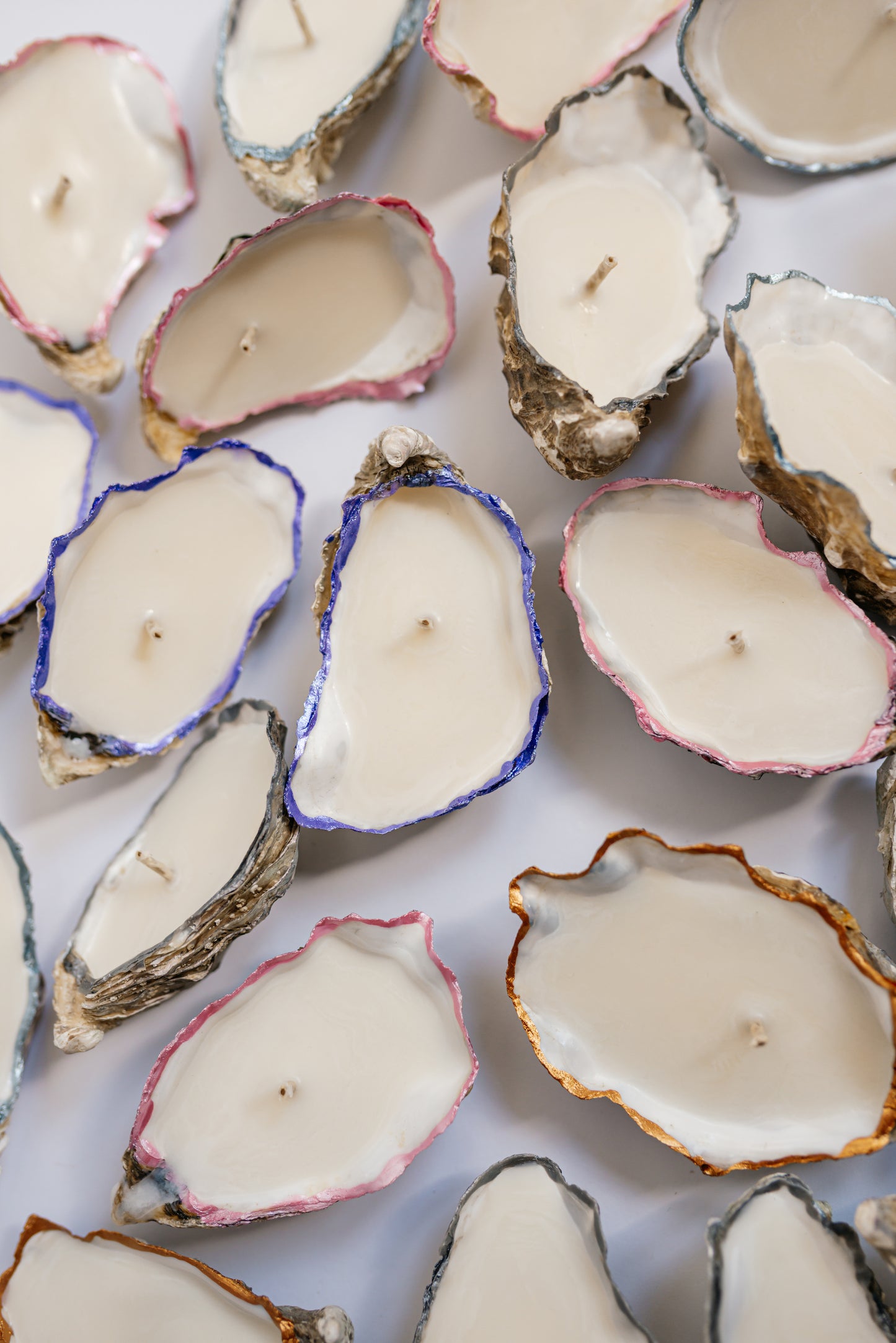 Pink Oyster Shell Candle Set: Romantic Blush Coastal Decor