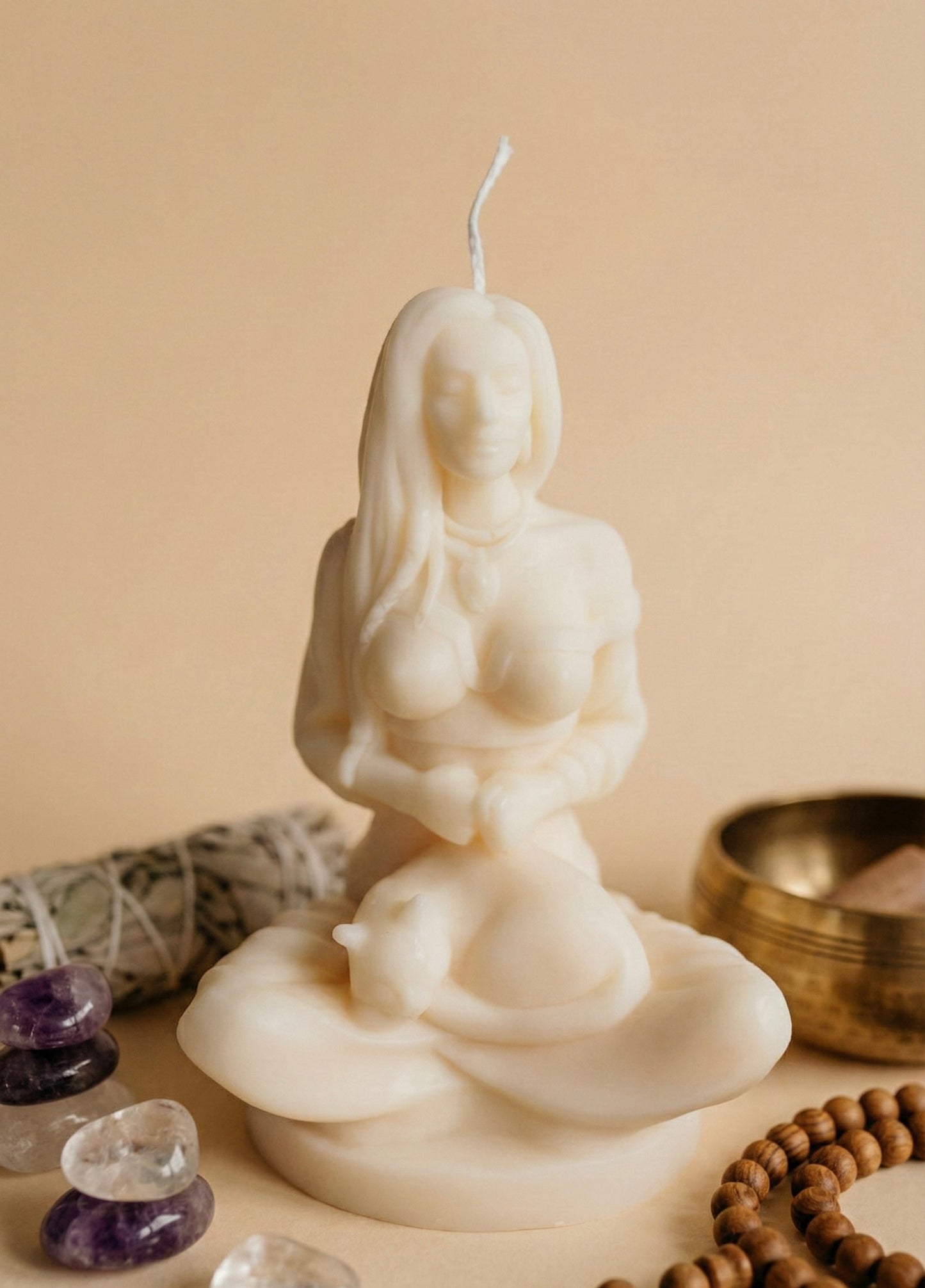 Lotus Pose Candle with Cat | Meditation & Home Harmony Decor