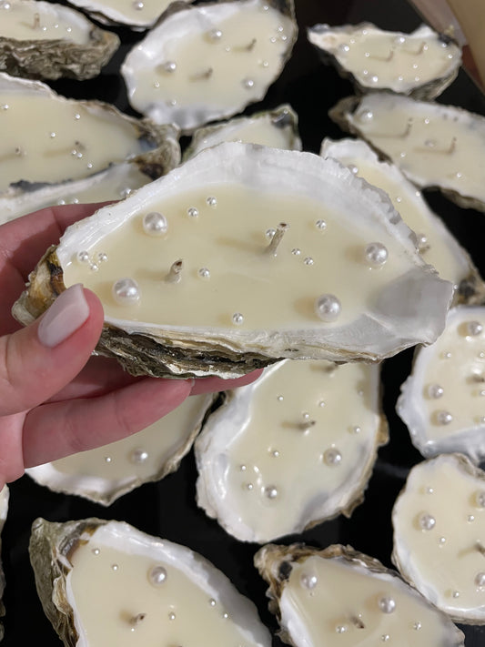 Set of 50 PCS Soy Wax Candles in Oyster Shells with Pearl Imitation – Weddings Candle Favors Bulk  & Beach Bridal Shower Decor