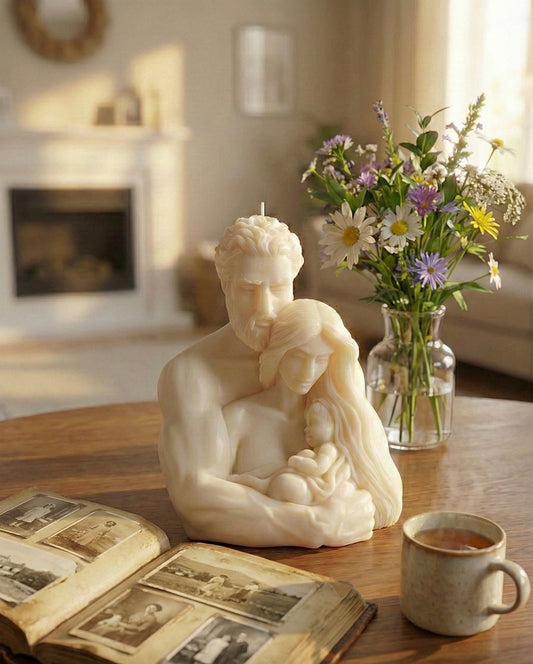 Eternal Bond - Family Sculpture Candle | Father, Mother, and Baby Figurine