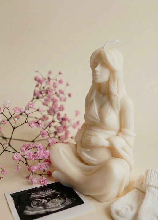 Pregnant Goddess Soy Candle - Handmade Motherhood Sculpture - Baby Shower Gift