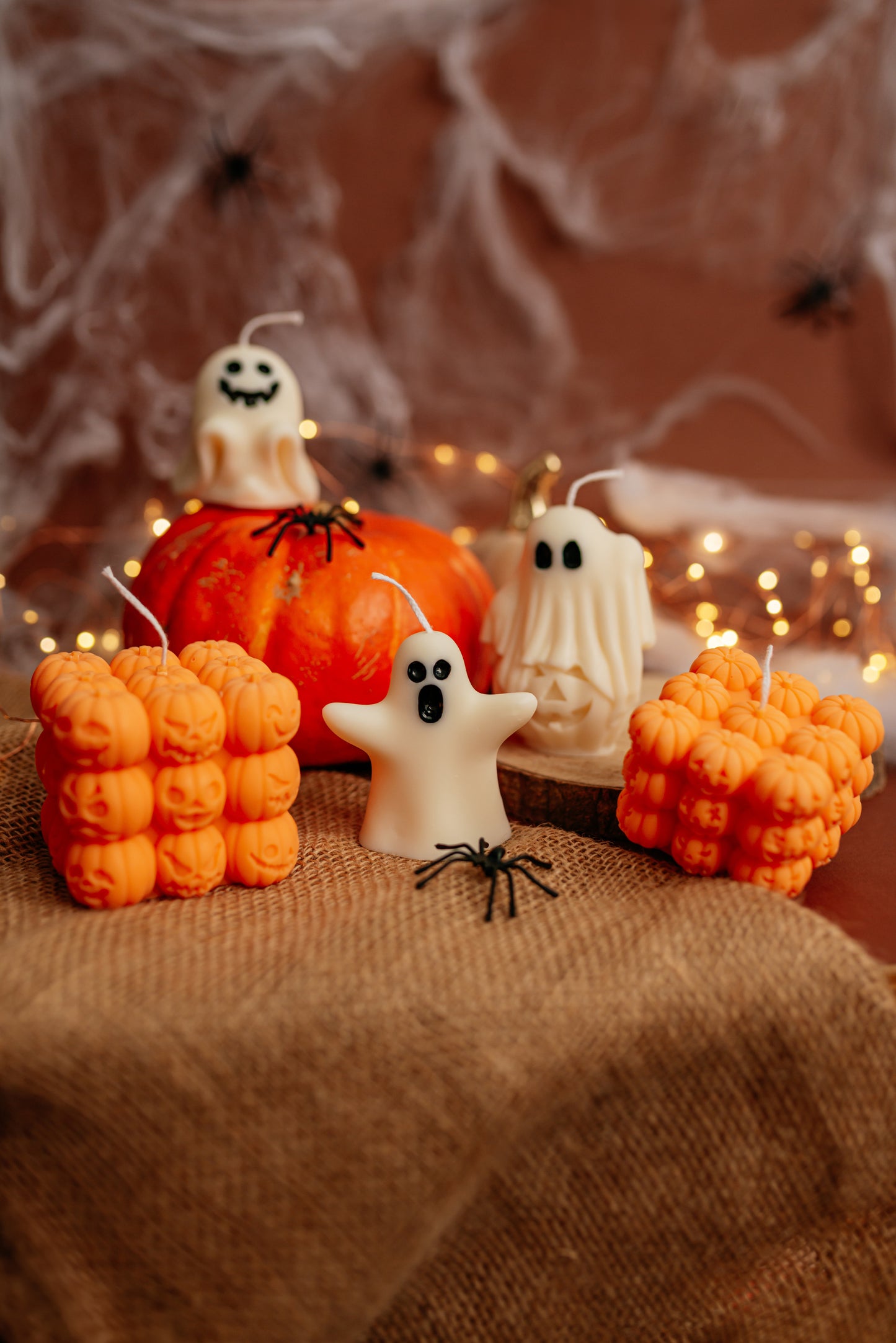 Halloween Ghost Candle Set: Soy Wax Ghosts & Pumpkin - Spooky Gift Box