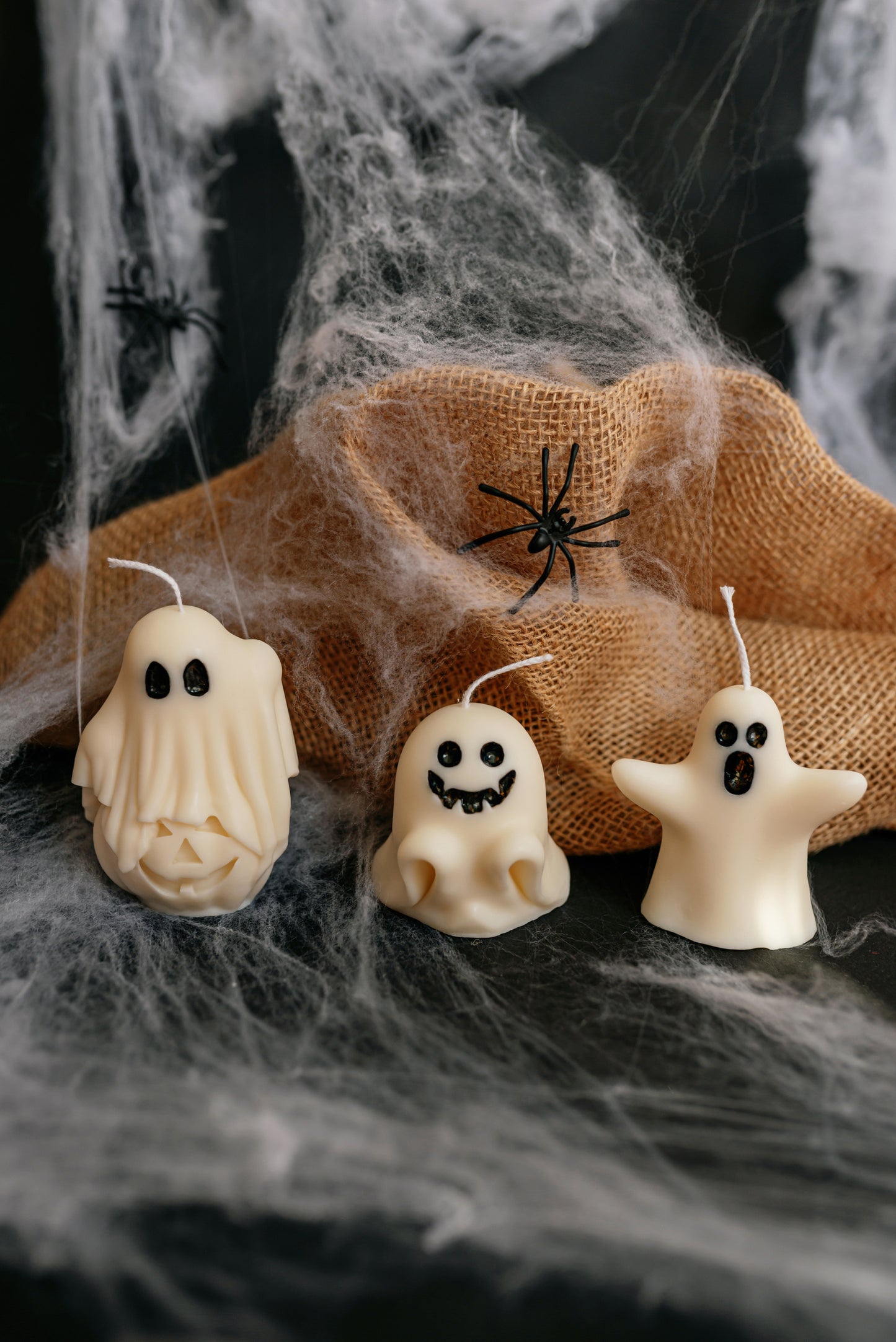 Halloween Ghost Candle Set: Soy Wax Ghosts & Pumpkin - Spooky Gift Box