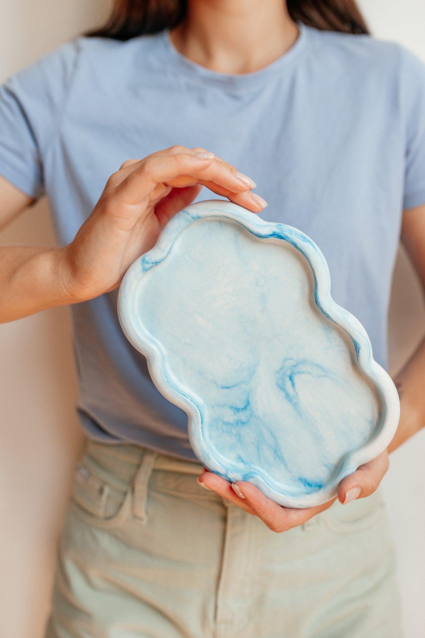 Cloud Shape Trinket Dish | Marble Blue