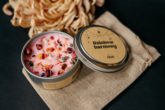 Rainbow Harmony Candle | Love & Balance Crystal Soy Candle