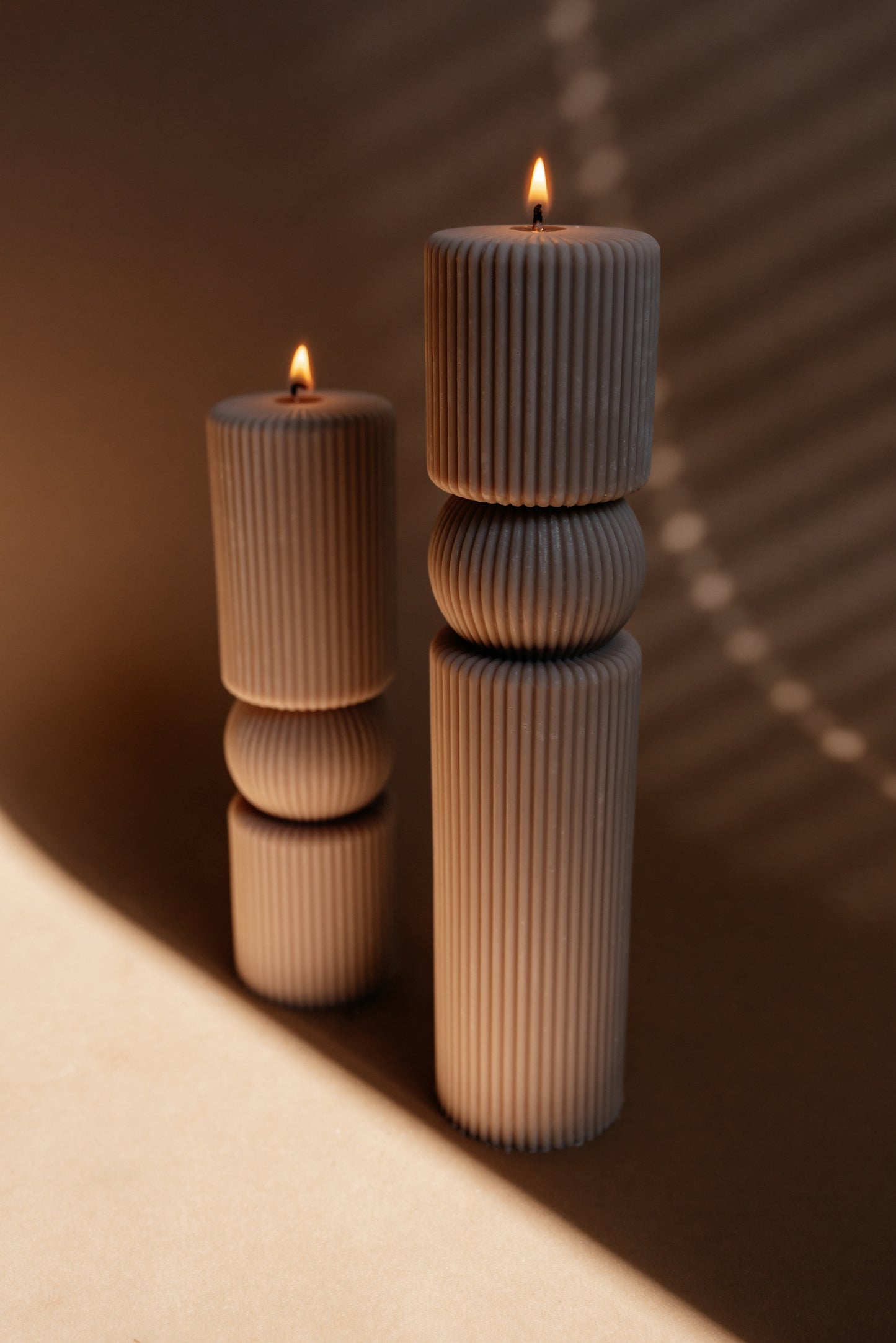 Set of 2 Sculptural Soy Wax Roman Column Candles – Classic Home Decor – Handcrafted Gift Idea