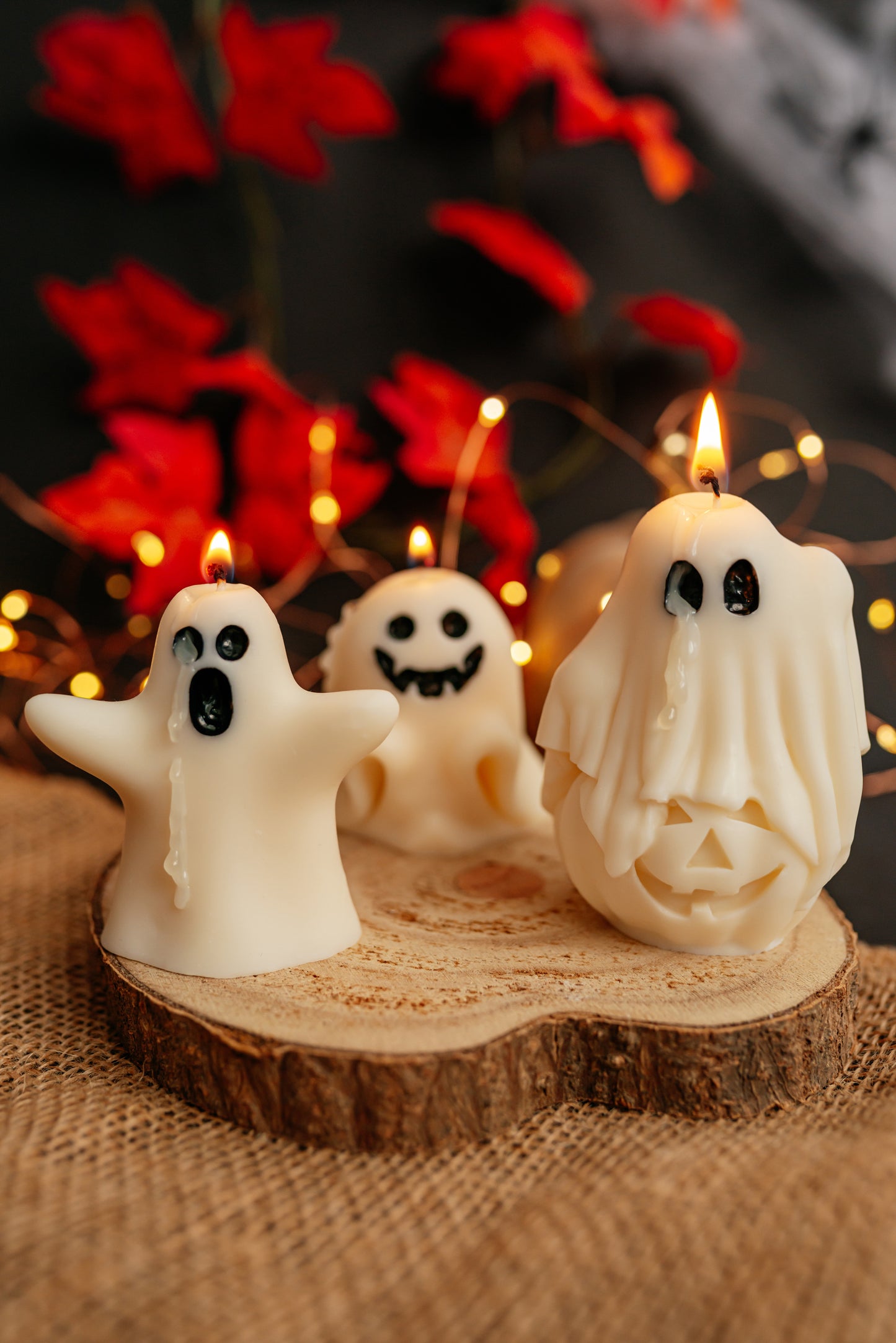 Halloween Ghost Candle Set: Soy Wax Ghosts & Pumpkin - Spooky Gift Box