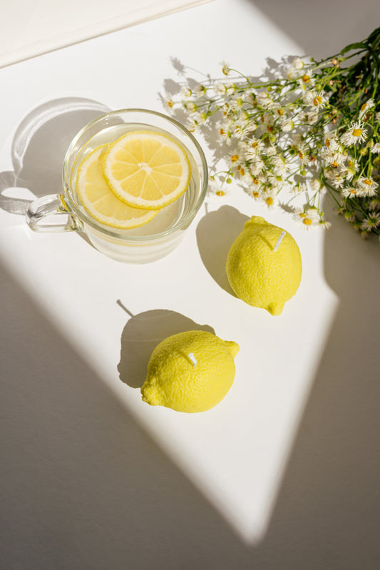 Realistic Lemon Candle: Unscented Soy Wax, Handmade Home Decor