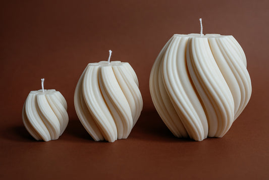 Sculptural Spiral Soy Wax Candle: Minimalist Home Decor Gift