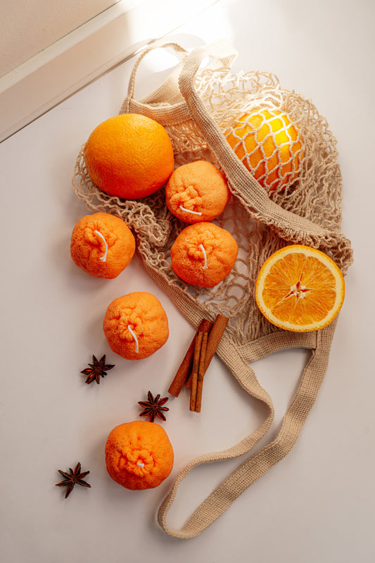 Realistic Orange Candle: Unscented Soy Wax, Handmade Citrus Decor