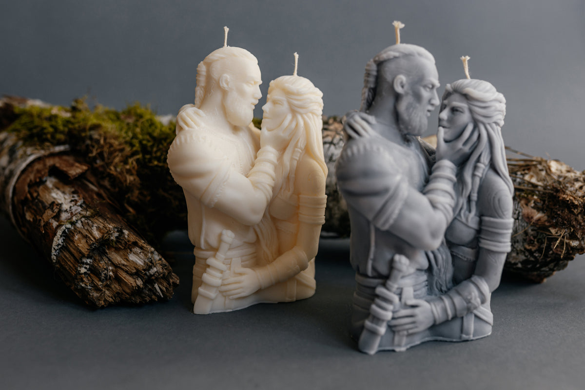 Viking Couple Sculptural Soy Wax Candle