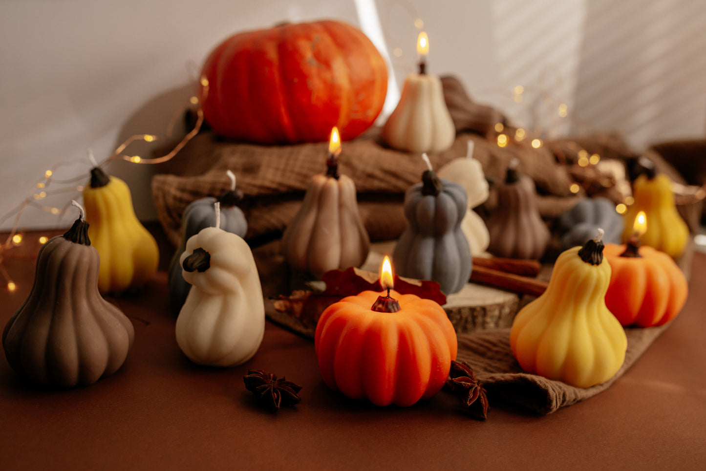 Fall Pumpkin Candle Gift – Colorful Gourd Candles, Autumn Table Décor, Thanksgiving Gift