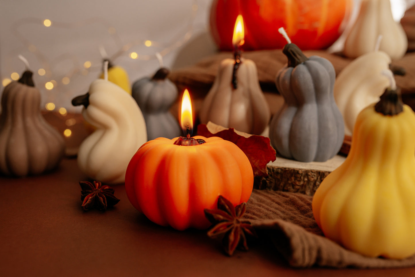 Fall Pumpkin Candle Gift – Colorful Gourd Candles, Autumn Table Décor, Thanksgiving Gift
