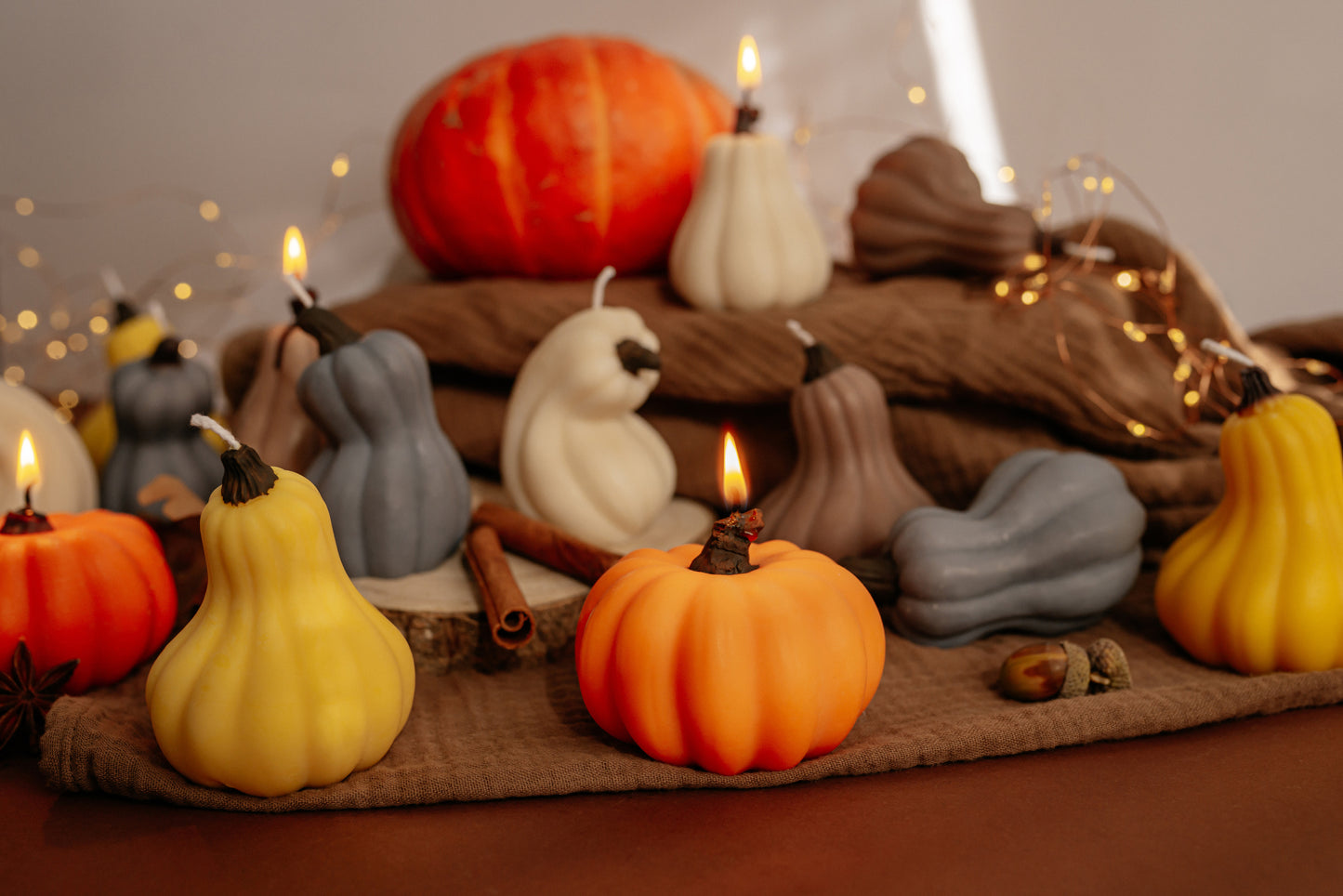 Fall Pumpkin Candle Gift – Colorful Gourd Candles, Autumn Table Décor, Thanksgiving Gift