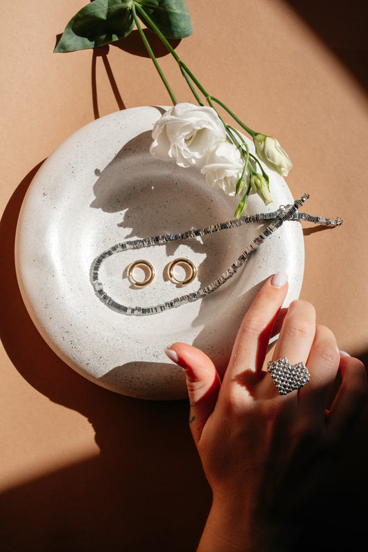 Majestic Large Round Jewelry Tray | Space Silver Handcrafted Donut Tray