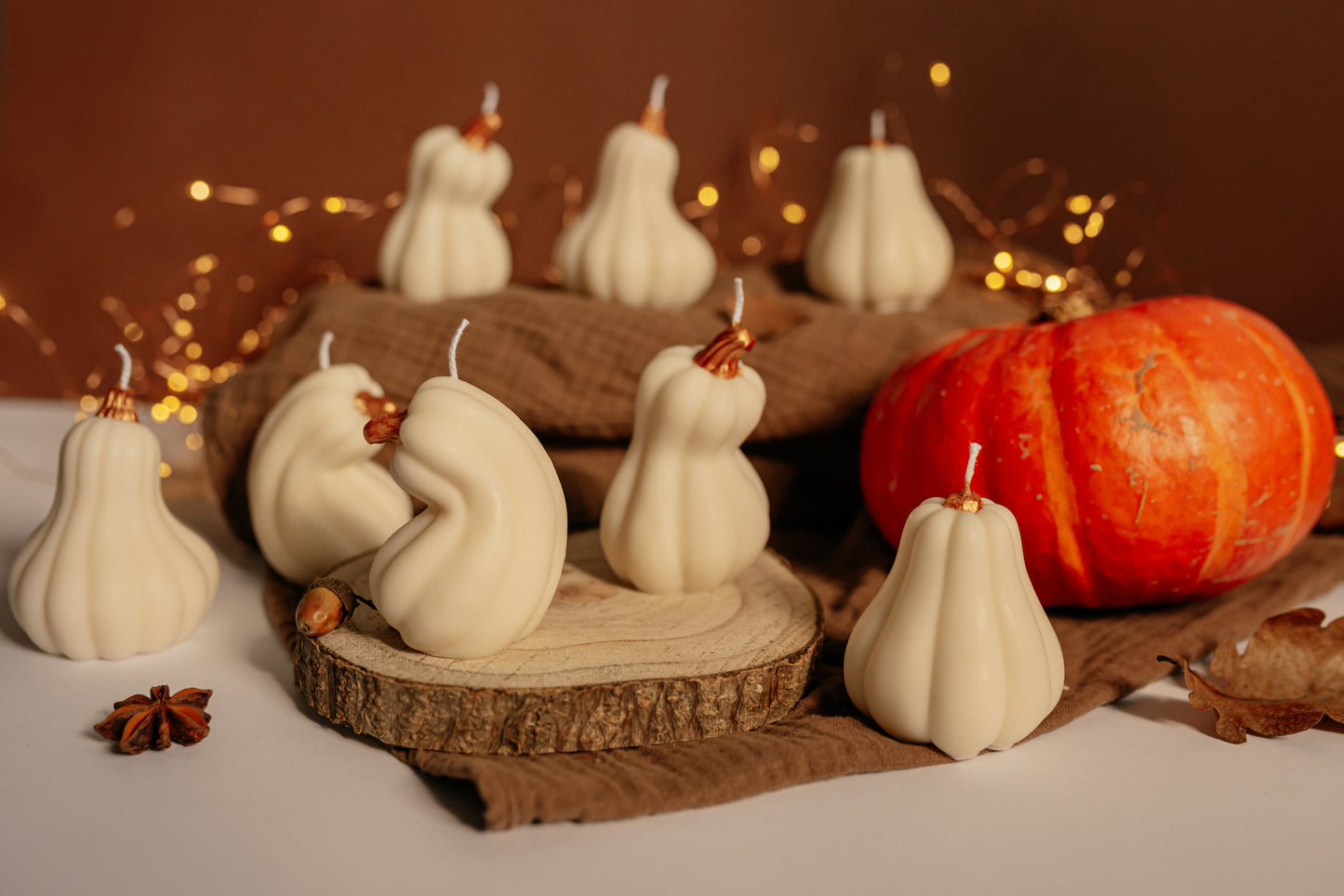 White Pumpkin Candle – Elegant Fall Centerpiece - Minimalist Soy Wax Candle - Autumn Wedding Decor