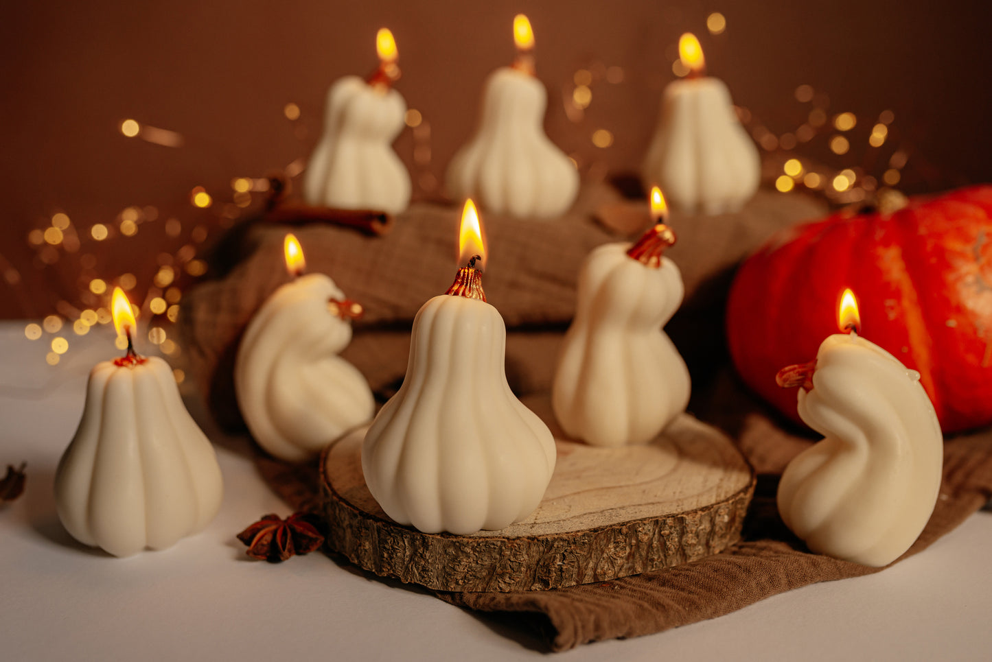 White Pumpkin Candle – Elegant Fall Centerpiece - Minimalist Soy Wax Candle - Autumn Wedding Decor