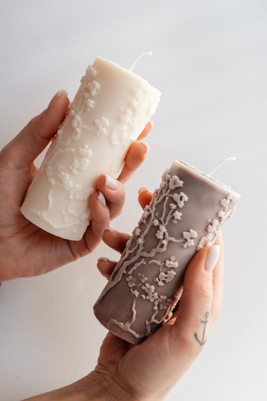 Sakura Bloom Candle – Handmade Soy Wax Candle with Floral Design
